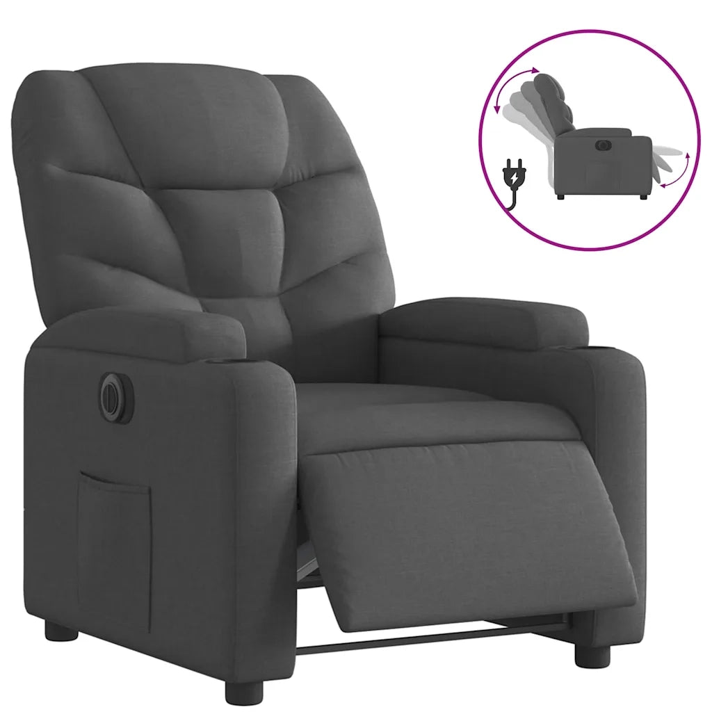 Poltrona Elettrica Reclinabile Grigio Scuro in Tessuto 3204573