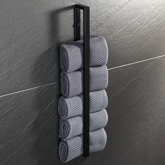 Organizzatore Asciugamani - Raccoglitore Asciugamani - Organizzazione Bagno - Acciaio Inossidabile - 70 cm - Nero Opaco