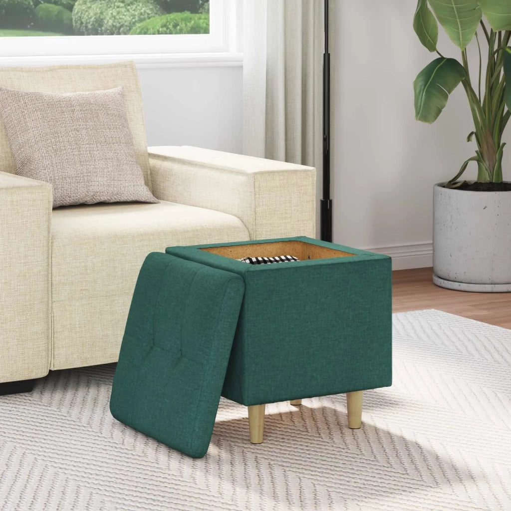 Pouf contenitore Verde Scuro 40 x 40 x 45 cm Tessuto 876806