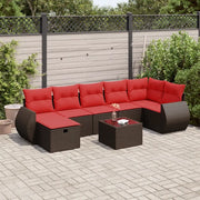 Set Divani da Giardino 8 pz con Cuscini Marrone in Polyrattan 3325620