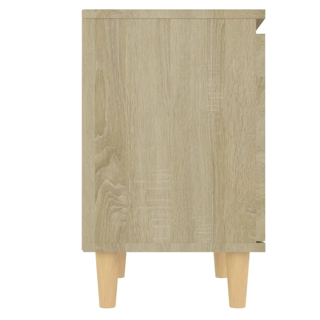 Comodini Gambe in Legno Massello 2pz Rovere Sonoma 40x30x50cm 805822
