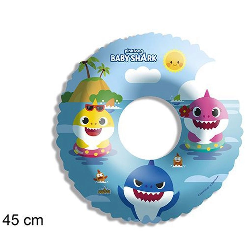 Trade Shop - Ciambella Gonfiabile Baby Shark Mare Piscina Nuoto Per Bambini Salvagente 45 Cm -