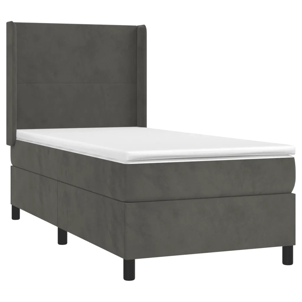 Letto a Molle con Materasso e LED Grigio Scuro 100x200 cm 3139428