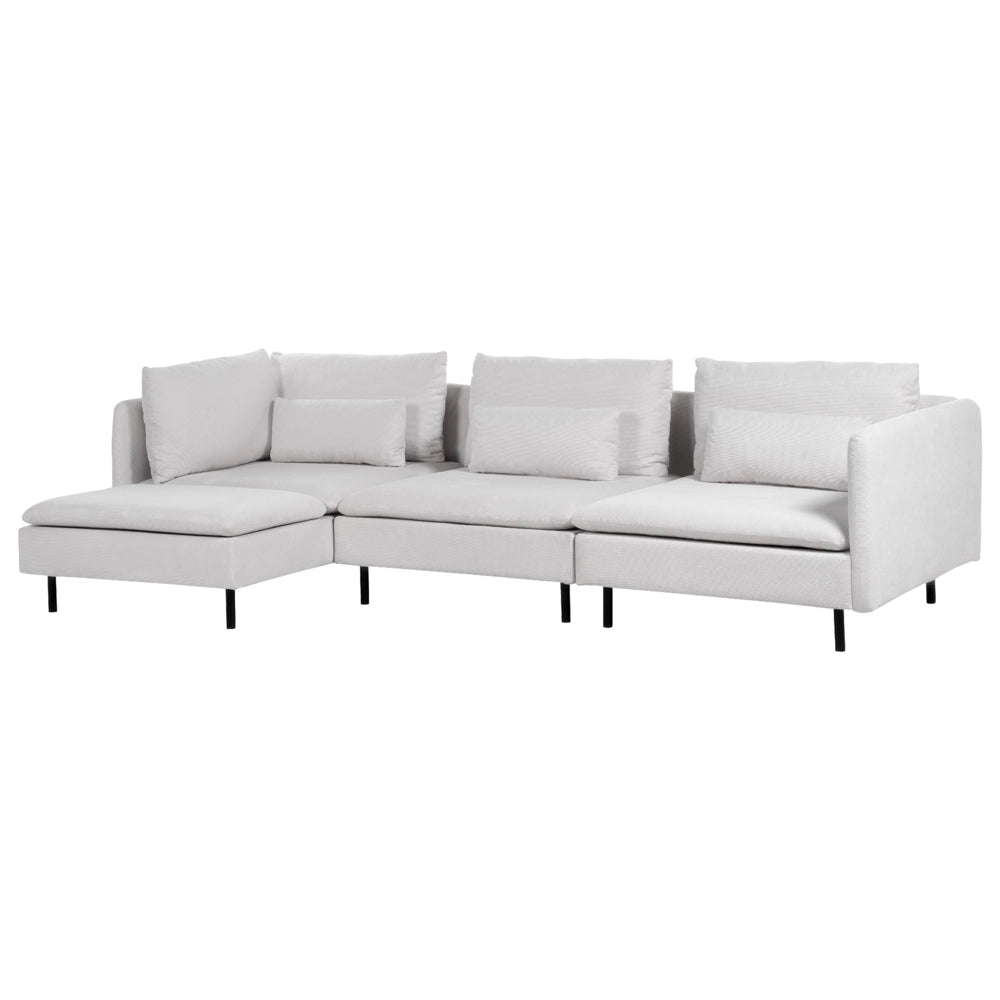 Divano modulare ad angolo destro Divano componibile a 3 posti in velluto a coste grigio chiaro Soggiorno di design moderno