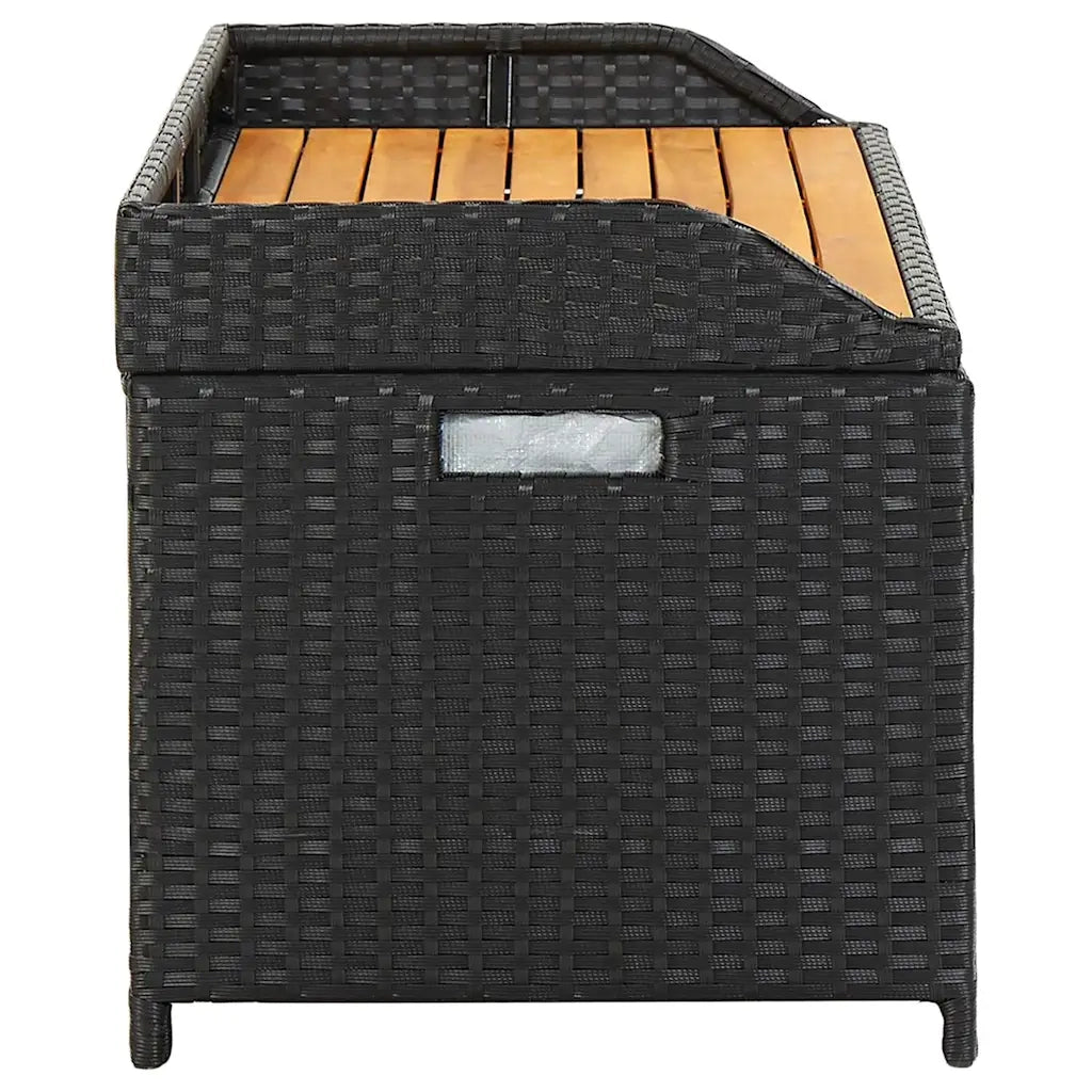 Panca da Giardino con Vano Portaoggetti-Sgabello-Panca da esterno con Contenitore 120 cm Polyrattan Nera