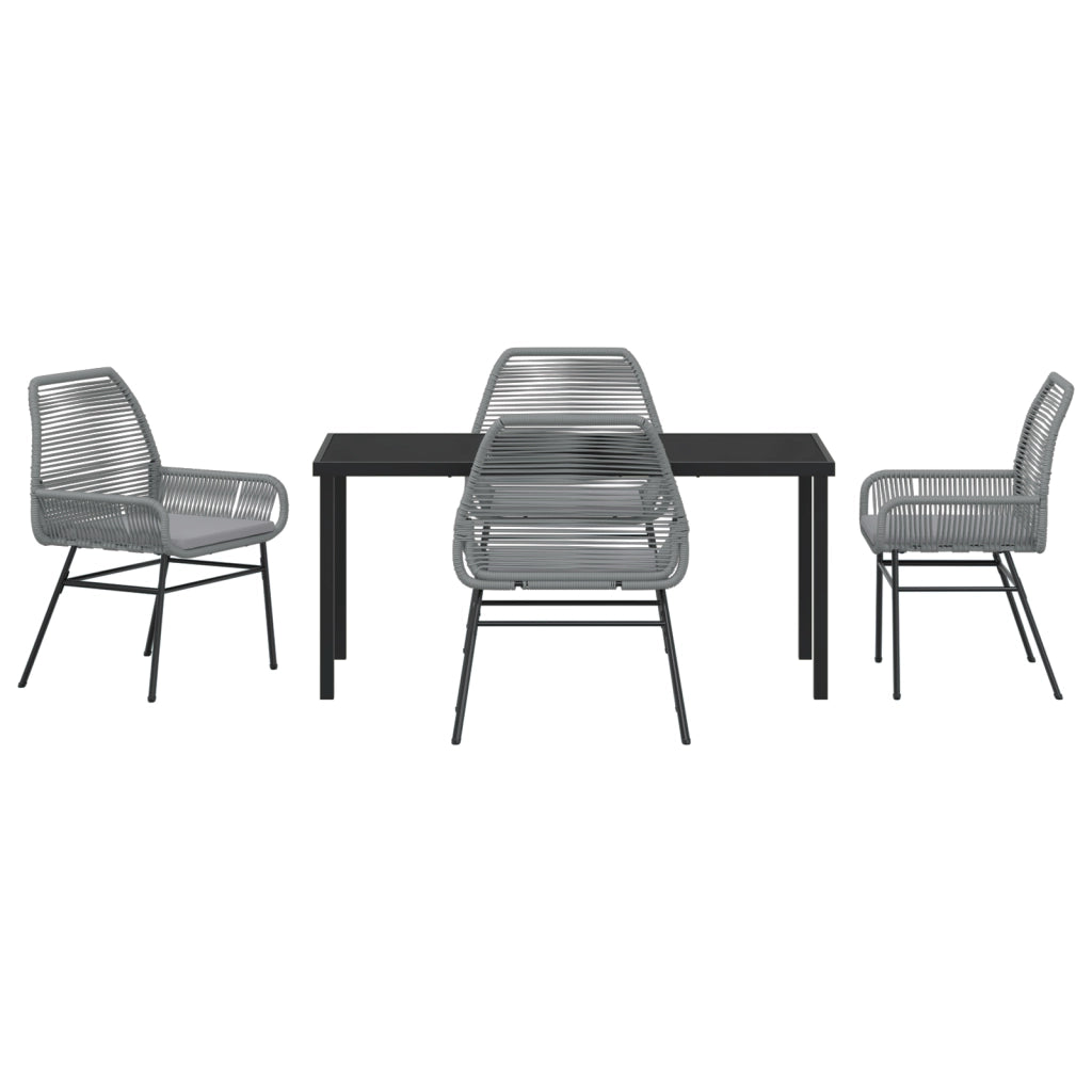 Set da Pranzo da Giardino 5 Pezzi con Cuscini Grigio Polyrattan