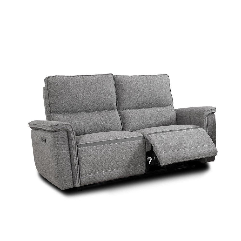 Divano recliner elettrico Velveta 2 posti tessuto grigio 164 cm