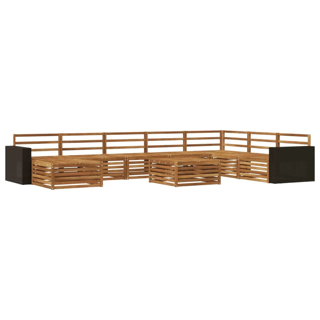 Set di divani da esterno 9 pz Naturale Legno di Acacia Massello 3383752