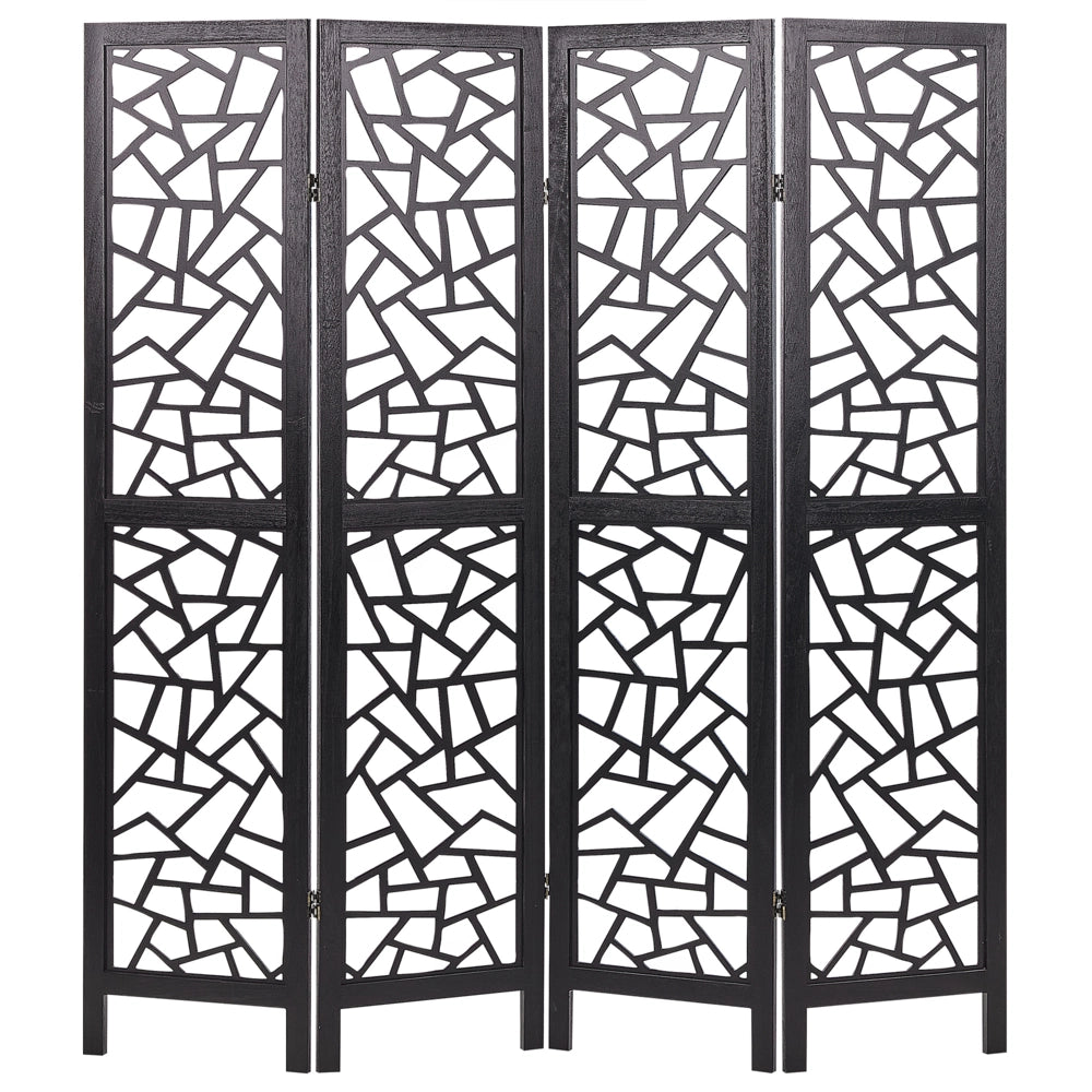 Divisorio per ambienti in legno di Paulownia nero MDF 4 pannelli pieghevoli schermo decorativo divisorio soggiorno camera da letto design tradizionale moderno