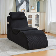 Poltrona singola moderna in velluto a coste nero; 160x66x90 cm; con cuscino rimovibile e tasca laterale