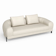 Divano a 3 posti in pelle NEVADA 2412, Divano moderno gambe metallo gunmetal 50 Beige-Divani