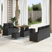 Set Divano da Giardino con cuscino con archiviazione 8 pcs Nero 3364549