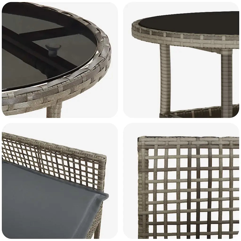 Set da Pranzo per Giardino 5 pz | Set Salotto da Giardino Grigio polyrattan