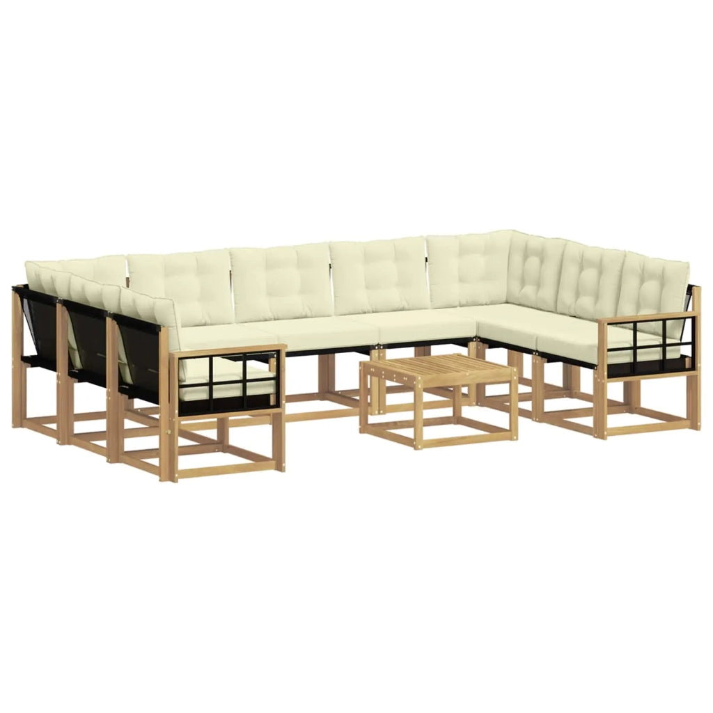 Set di divani da esterno 10 pz Bianco e Crema 3389888