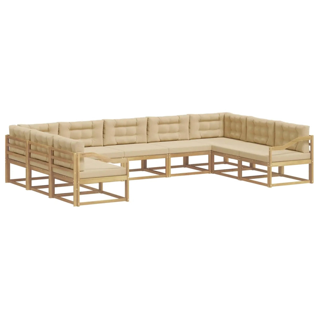 Set di divani da esterno con cuscino 9 pcs Bianco e Beige