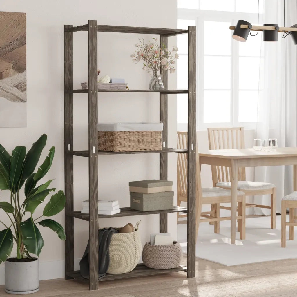 Scaffale a 5 Livelli Grigio 80x38x170 cm in Legno di Pino CFW2670103