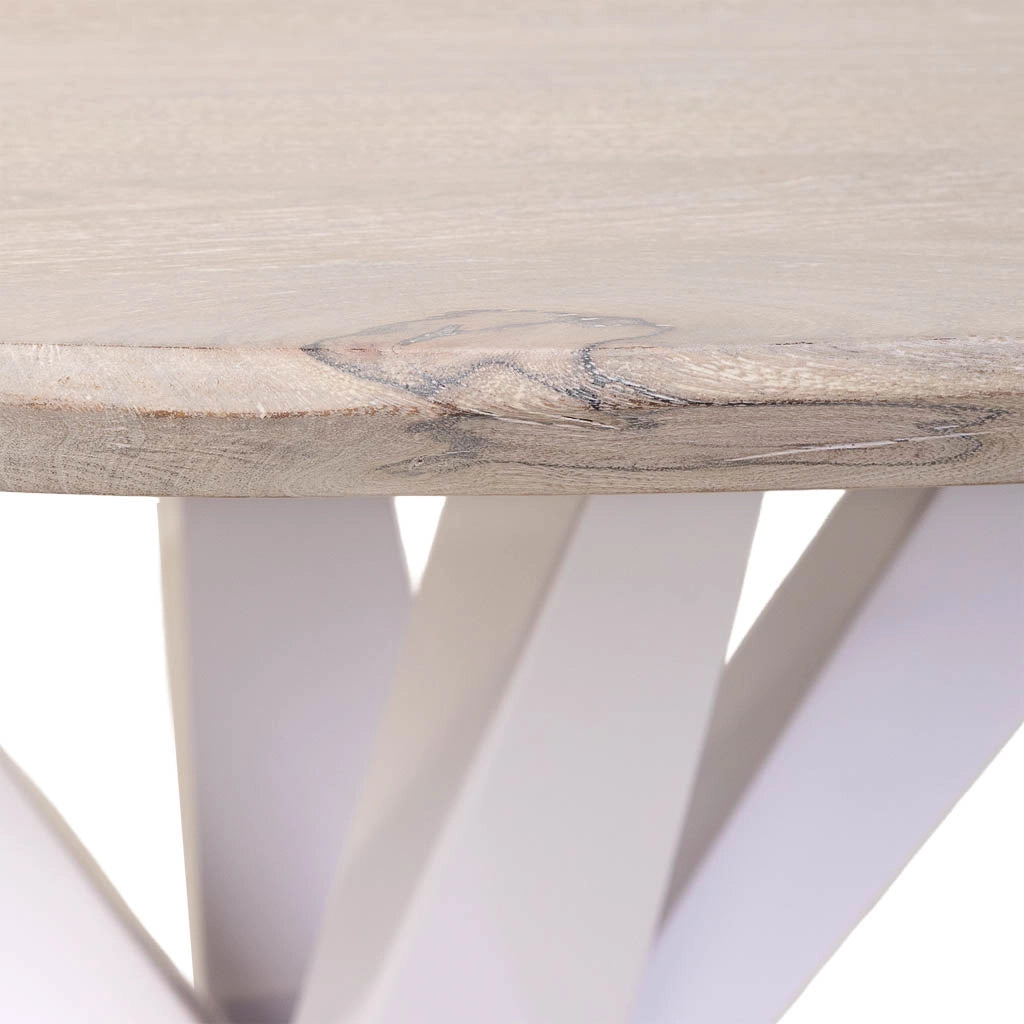 Tavolo da pranzo in legno bianco 130x130x77h cm
