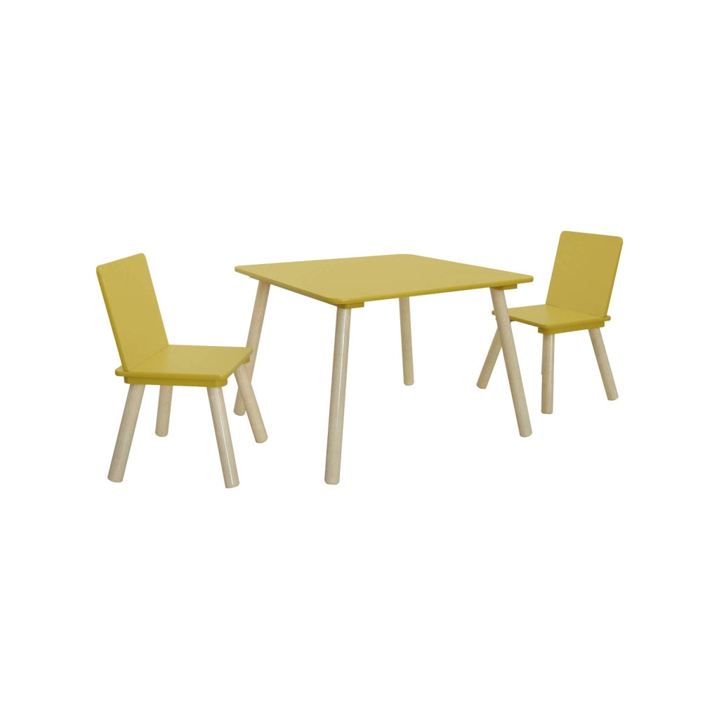 Set tavolo e 2 sedie per bambini, giallo