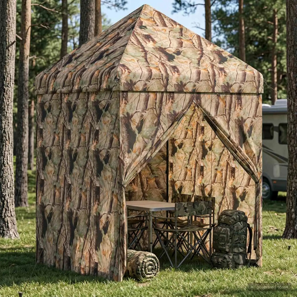 Gazebo Pop-up con 4 Pareti Mimetico Foresta Acciaio POLYSTER 42036834