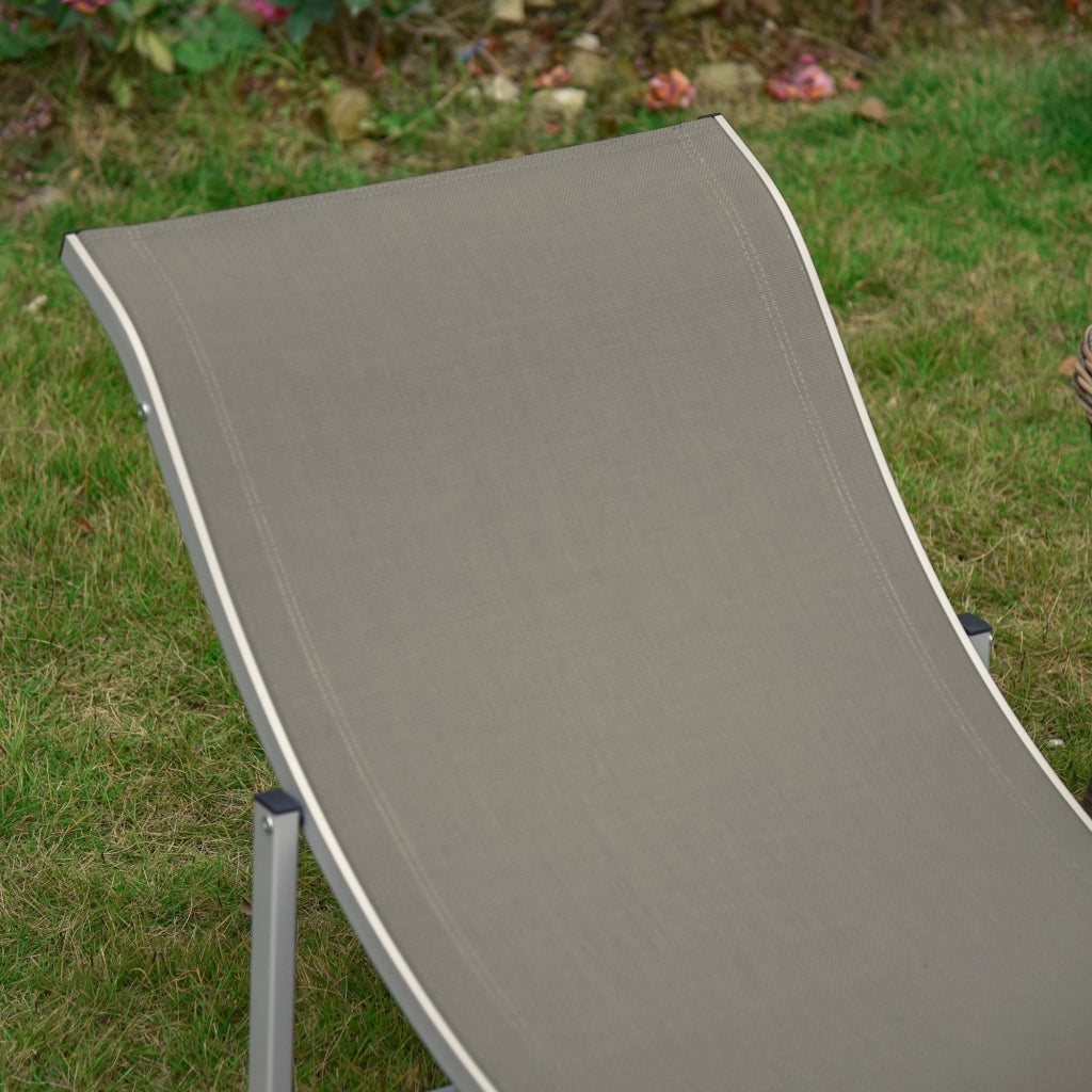 Lettino Pieghevole da Giardino ¨C Zephmum ¨C Grigio Tessuto 61x165x63 cm