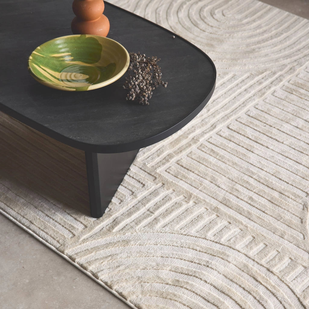 Tappeto da interno motivo grafico archi, crema, crema