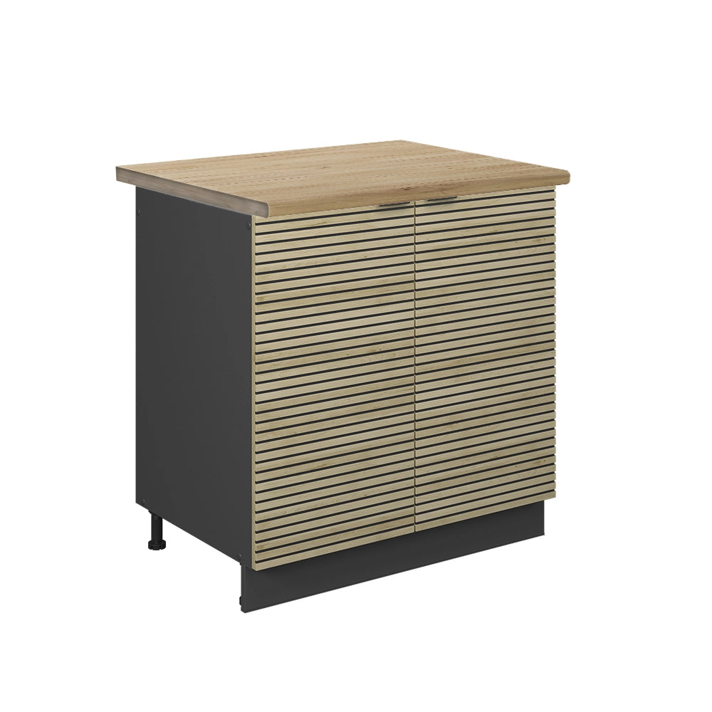 Mobile lavello cucina Fame-Line Pannello in quercia/Antracite 80 cm, PL Rovere Vicco