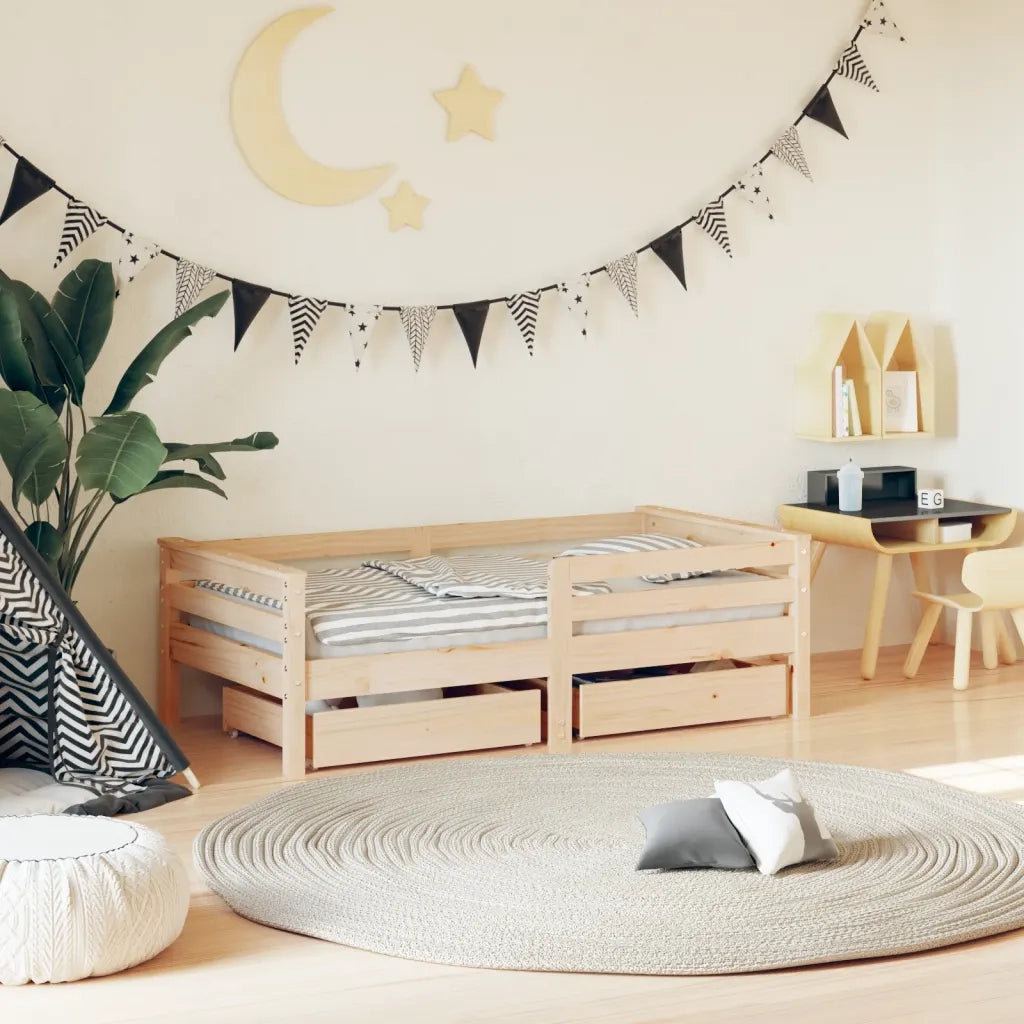 Giroletto Bambini | Letto Infantile | Lettino con Cassetti 70x140 cm Legno Massello di Pino