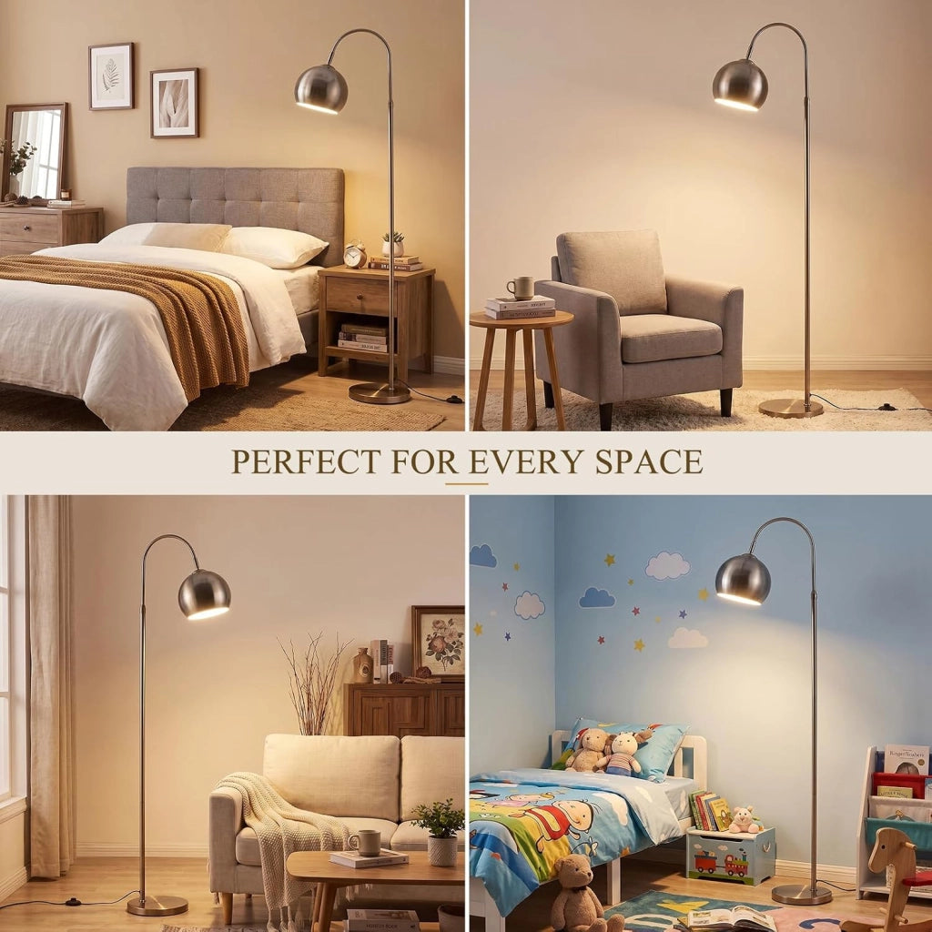 ZMH Lampada da Terra ad Arco E27 Bronzo Antico Altezza Regolabile 160cm per Soggiorno Senza Lampadina