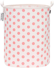 Asciugamano da esterno 19,7 pollici grande, impermeabile, pieghevole, realizzato in rami di cotone, contenitore per acqua, contenitore cilindrico in tela di juta con disegno a puntini rosa in stile.