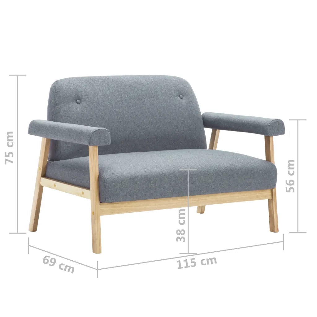Divano a 2 Posti in Tessuto Grigio Chiaro cod mxl 18321