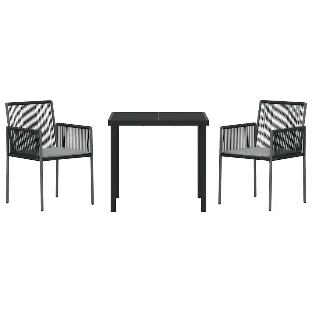 Set da Pranzo per Giardino 3 pcs Nero Rattan in PE 3379107