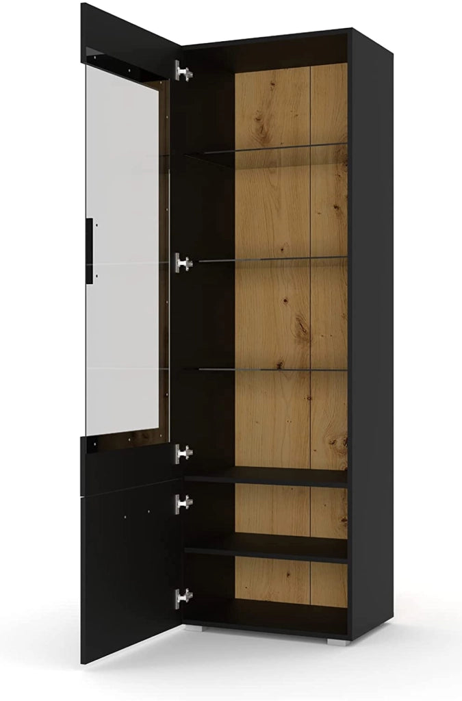 MOBILE CREDENZA SOGGIORNO ANETTE 60x44x190cm NERO OPACO ROVERE