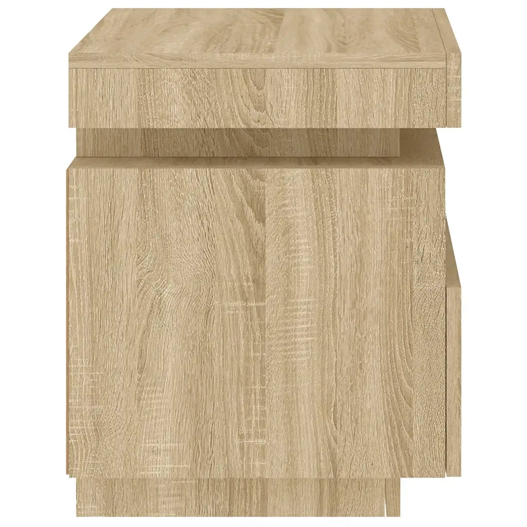 Comodino | Armadio da Notte | Mobiletto da notte con Luci LED Rovere Sonoma 40x39x48,5 cm