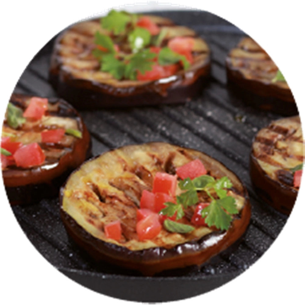 Trade Shop - Padella Antiaderente Piastra Griglia Tonda Per Carne Verdure Nera Accessori Cucina 624390 -