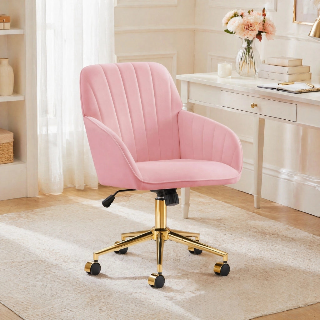 SEDIA DA UFFICIO Girevole Regolabile 50-59 cm Velluto Rosa