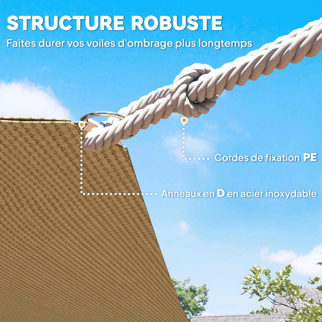 Telo ombreggiante rettangolare 4x6m ¨C Zephmum ¨C Sabbia HDPE 185g/m2