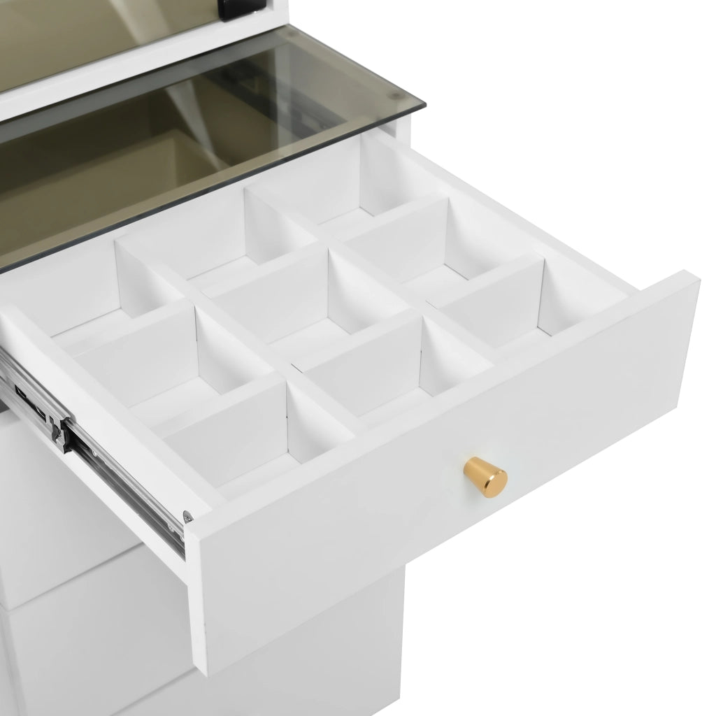 Toeletta con 5 cassetti; armadietto; specchio LED; per camera da letto; 120x40x120 cm