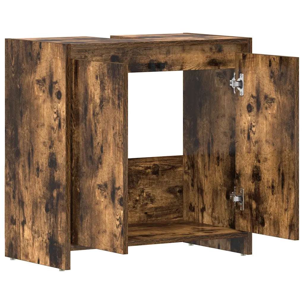 Armadietto Bagno Rovere Fumo 60x33x61 cm in Legno Multistrato