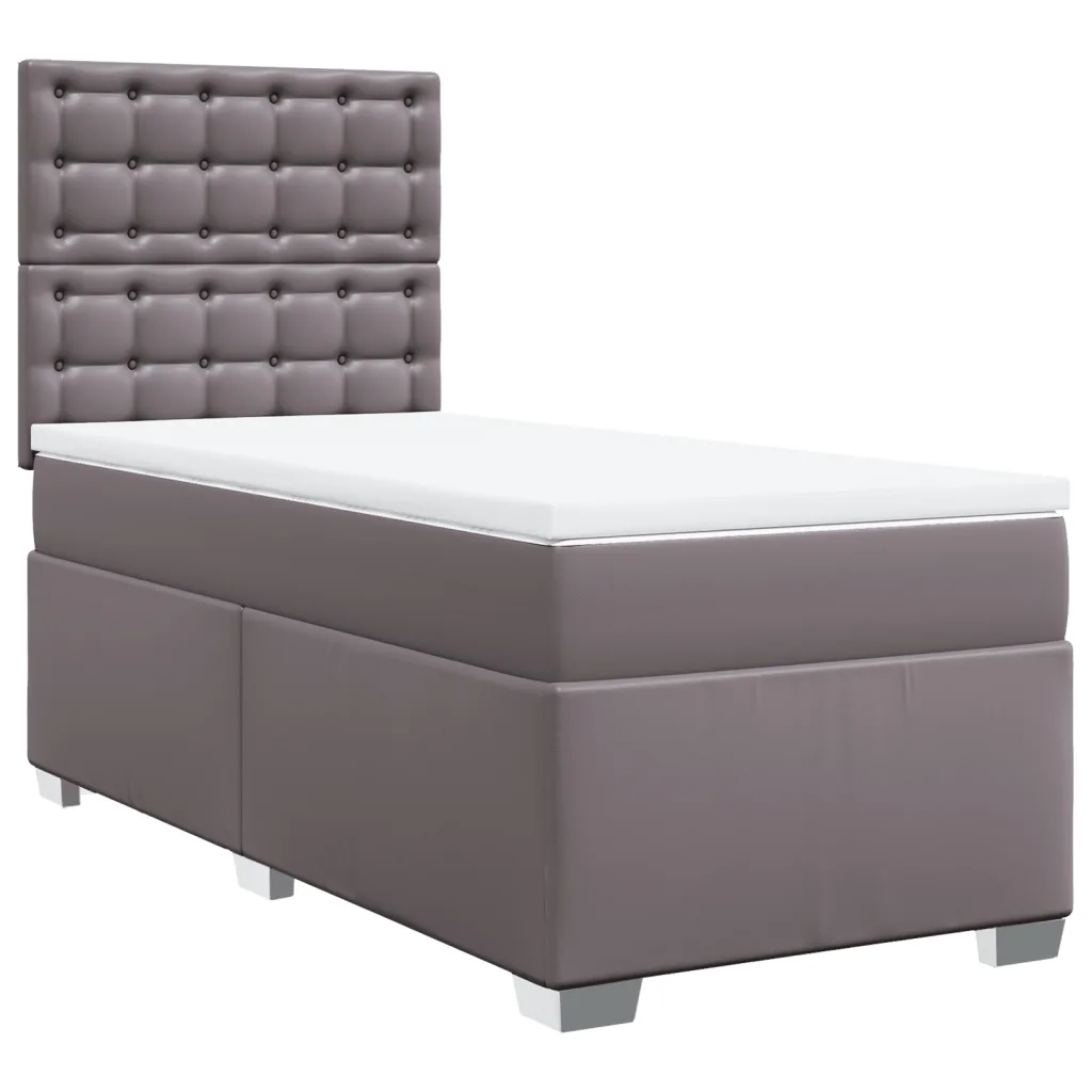Giroletto a Molle con Materasso Grigio 90x190 cm in Similpelle