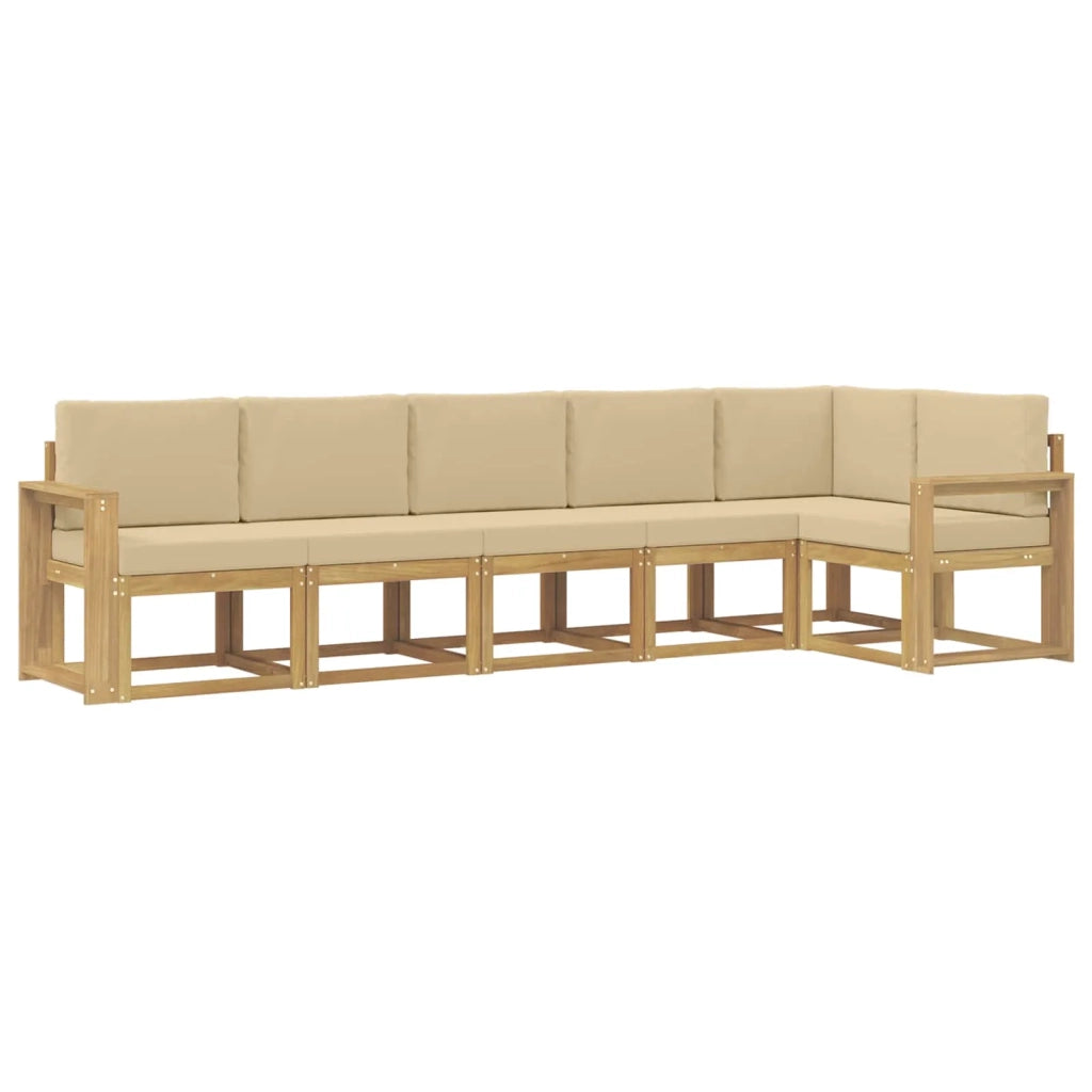Set di divani da esterno 6 pcs Bianco e Beige Poliestere 3387707