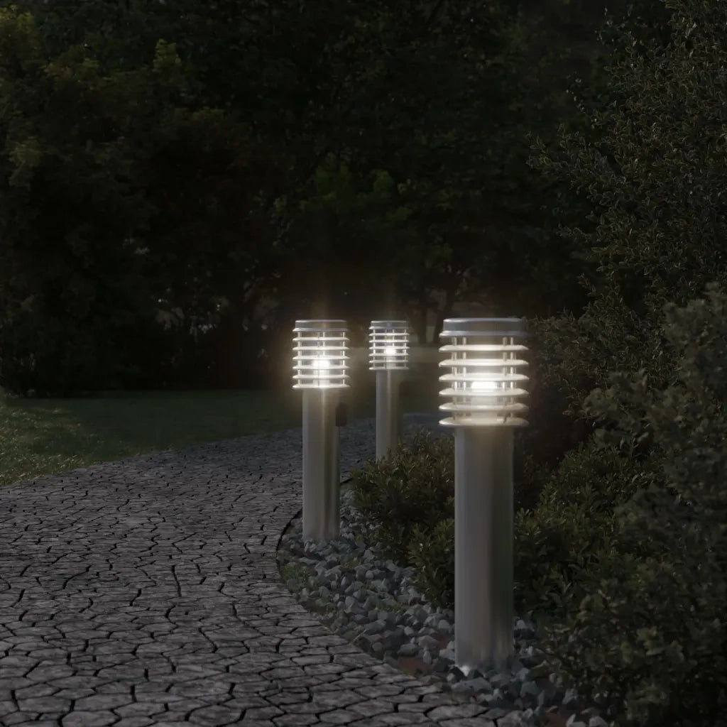 Lampada da Terra per Esterni con Presa Argento 60 cm in Acciaio CFW3888679
