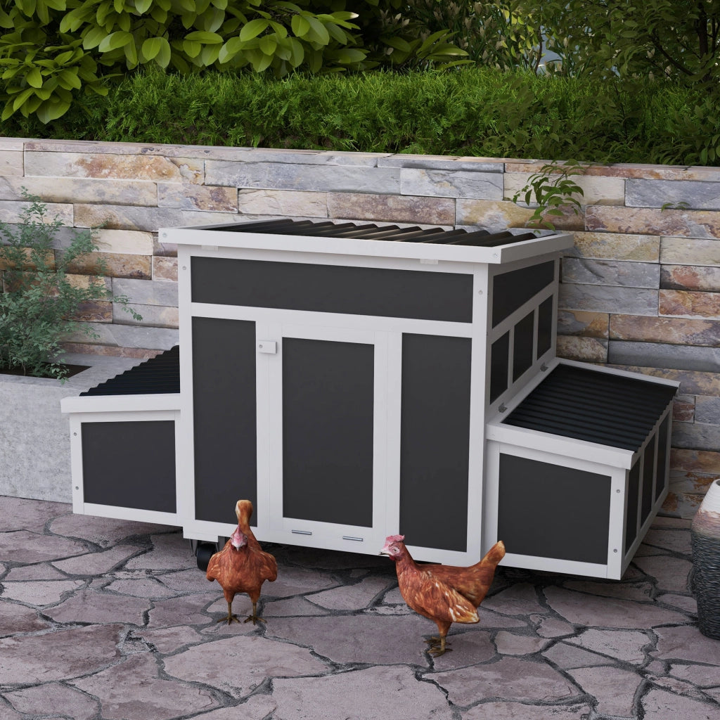 Pollaio in Legno per Galline con Nidi ¨C zephmum ¨C Grigio Scuro 100x60x80