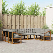Set di divani da esterno 9 pcs Grigio Naturale e Chiaro