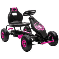 Go Kart a Pedali per Bambini 5-12 Anni 121x58x61 cm in Metallo e PP Rosa e Nero