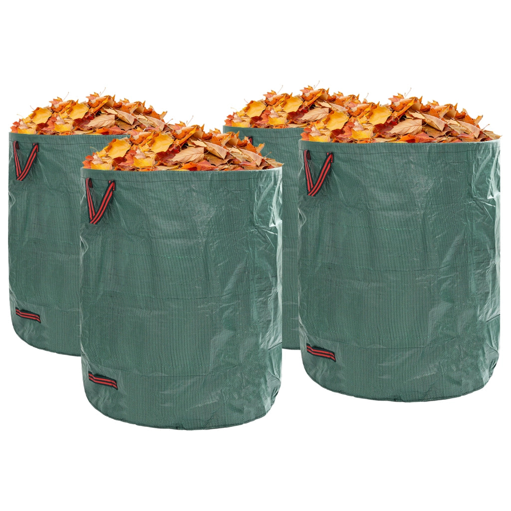 Borse per rifiuti da giardino  con manici 4 pezzi pieghevoli rotonde verdi 500 L