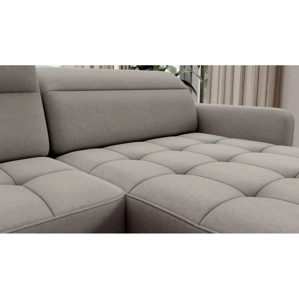 Divano angolare convertibile BERTHO 306 cm grigio chiaro - Angolo destro con contenitore