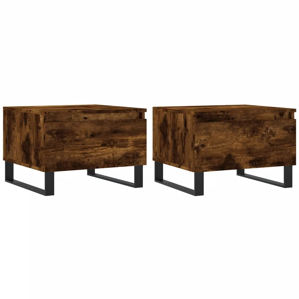 2 pz Tavolini salotto | Tavolino da caff¨¨ | Tavolino da Soggiorno Rovere Fumo 50x46x35 cm Legno Multistrato