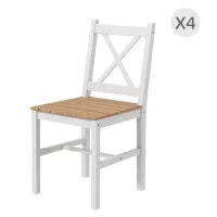 Set 4 Sedie per Cucina e Soggiorno con Schienale a Croce, in Legno di Pino, 41x46.5x86 cm