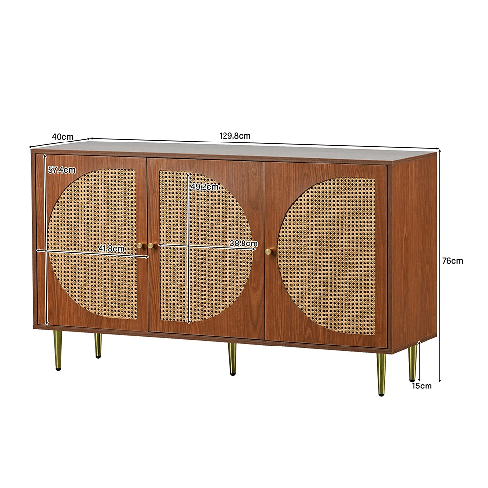 Buffet con 3 porte in rattan - Xylo - Maniglie metalliche per soggiorno ufficio