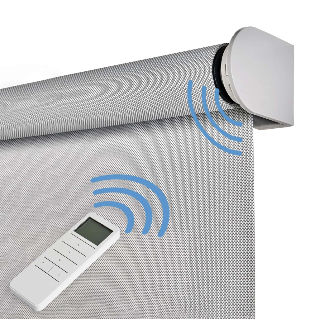 Tende a Rullo Motorizzate Screen Premium con finiture in alluminio Tessuto Tecnico con Motore e Telecomando  Grigia 180x180 cm